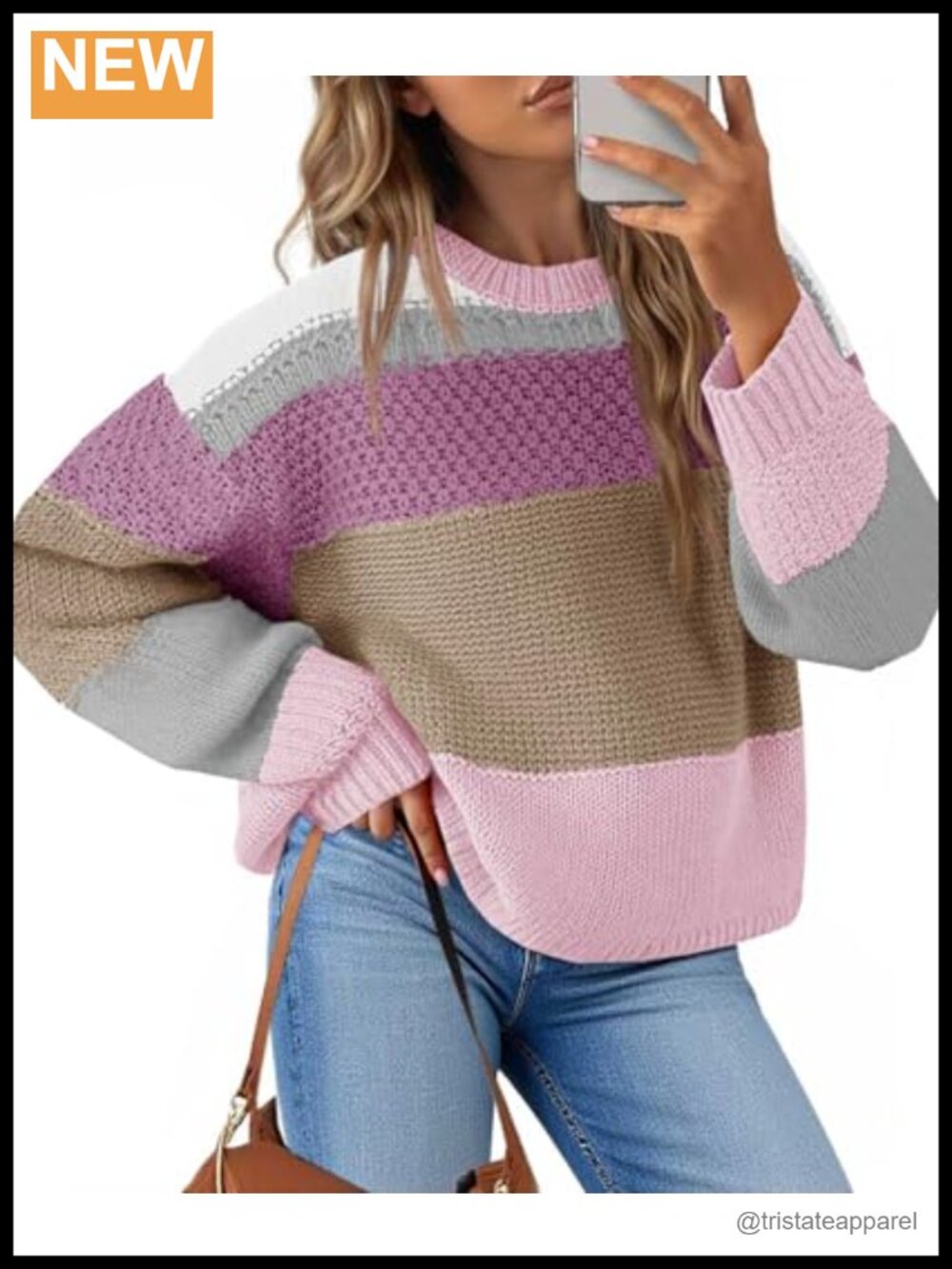 Womens Cropped Color Block Knit Pullover
